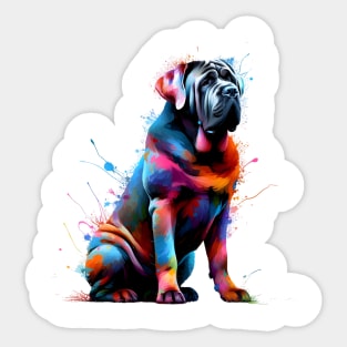 Colorful Splashed Paint Neapolitan Mastiff Art Sticker